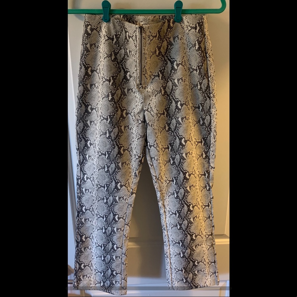 Faux leather snake printed pants